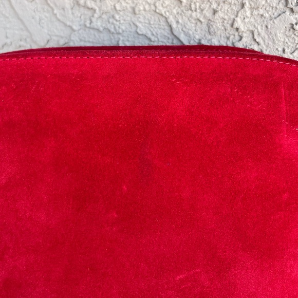 SEZANE Classic Red Suede Leather Victor Bag Chain Strap Classic French Girl Bag - Picture 11 of 17